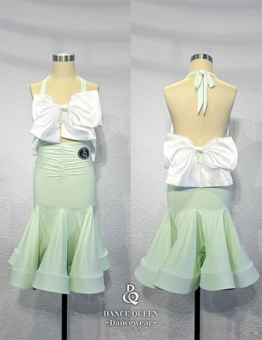 DANCE QUEEN 2335 Kid Mint Mambo Bow Latin Dress