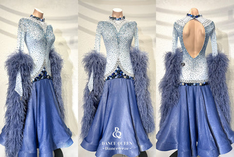 DANCE QUEEN Stone And Feather Blue Competition Dress