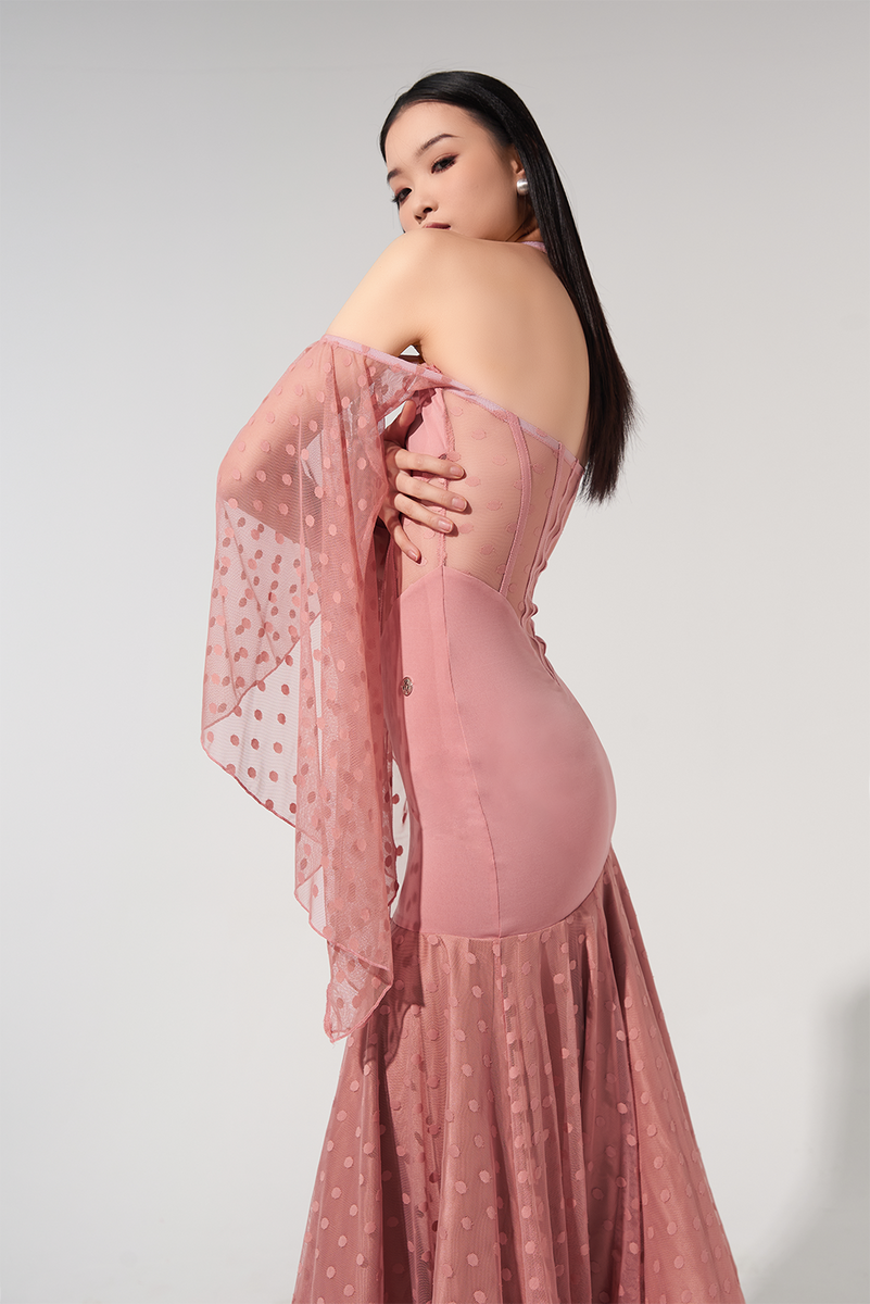 pink polka dot off the shoulder dress Unique Vintage Pink Pin Dot Off The Shoulder Prairie Swing Dress