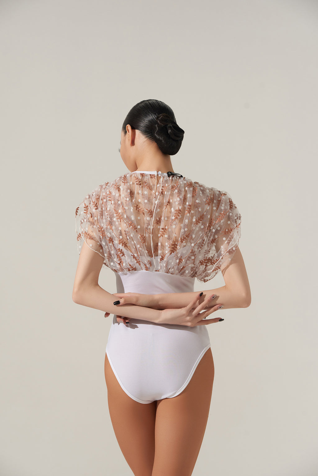 DQ-483 Floral Embroidery Mesh Leotard