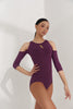 DANCE QUEEN 014 DANCE QUEEN Crew Neck Cut-Off Shoulder Ribbed Leotard