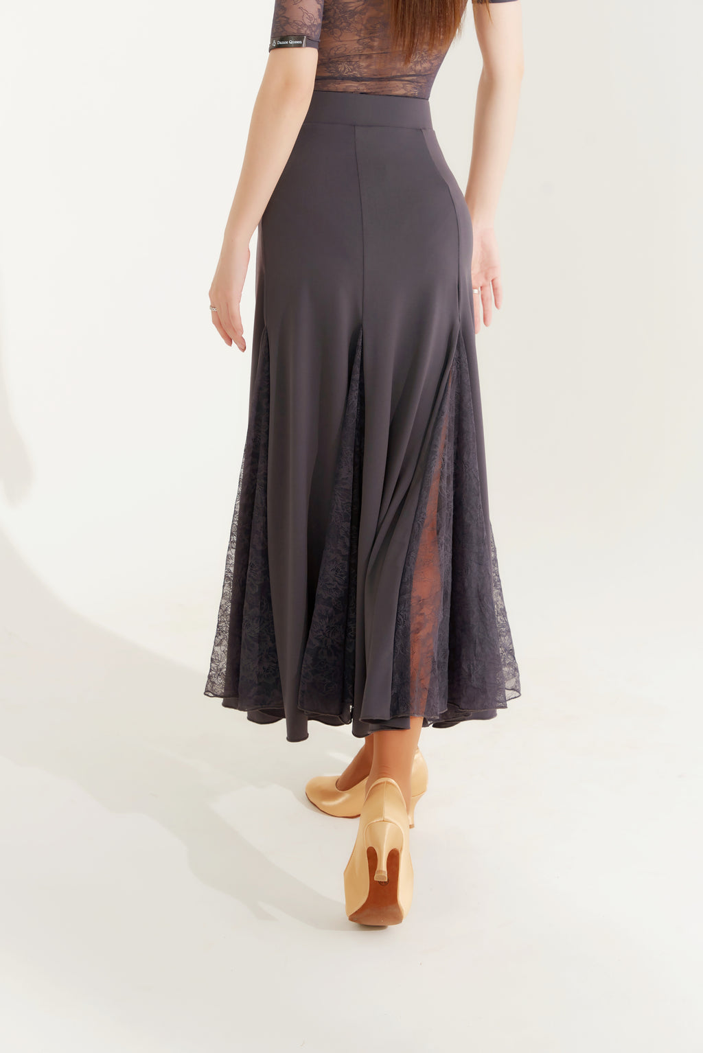 DQ393-3 Lace Insert Godet Skirt
