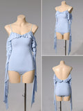 DANCE QUEEN 702-13 Light Blue One Shoulder Strap Float Ballroom Practice Dance Sport Leotard