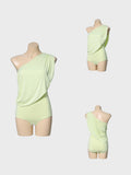 DANCE QUEEN 722-9 Limited Aloe Vera Off Shoulder Pleated float Ballroom Practice Dance Sport Leotard