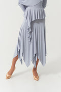 DANCE QUEEN 820-8 Light Gray Irregular Float Ballroom Practice Dancing Skirt