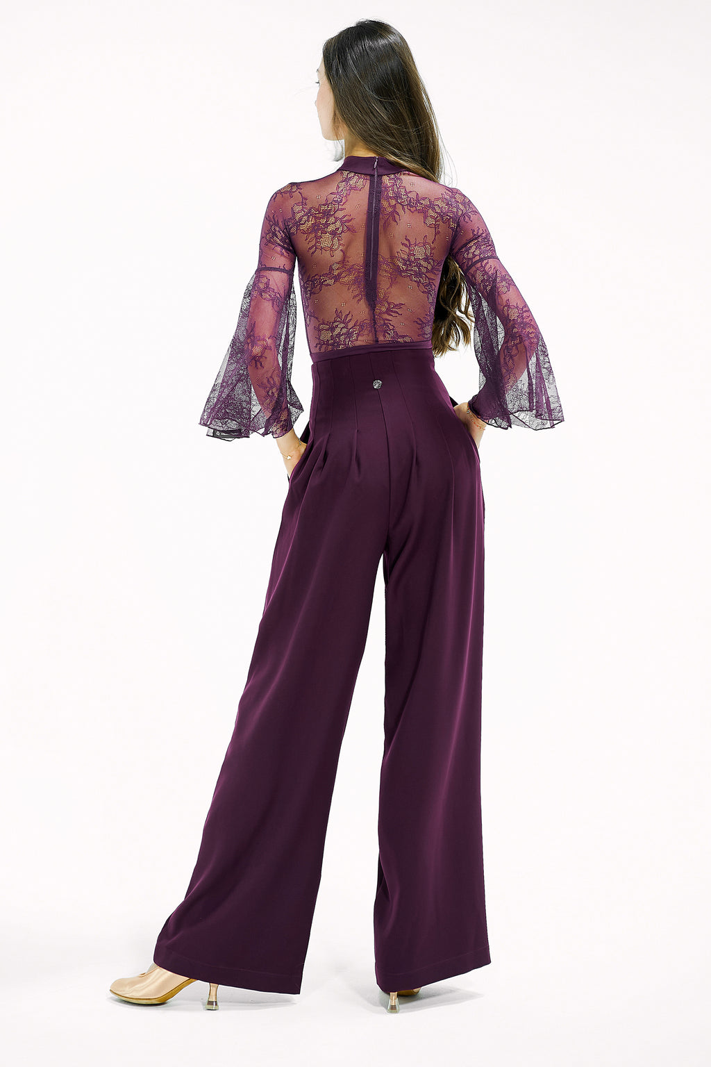 DANCE QUEEN 851-7 Plum High Waist Autumn Llimited Color Ballroom Woman Trouser