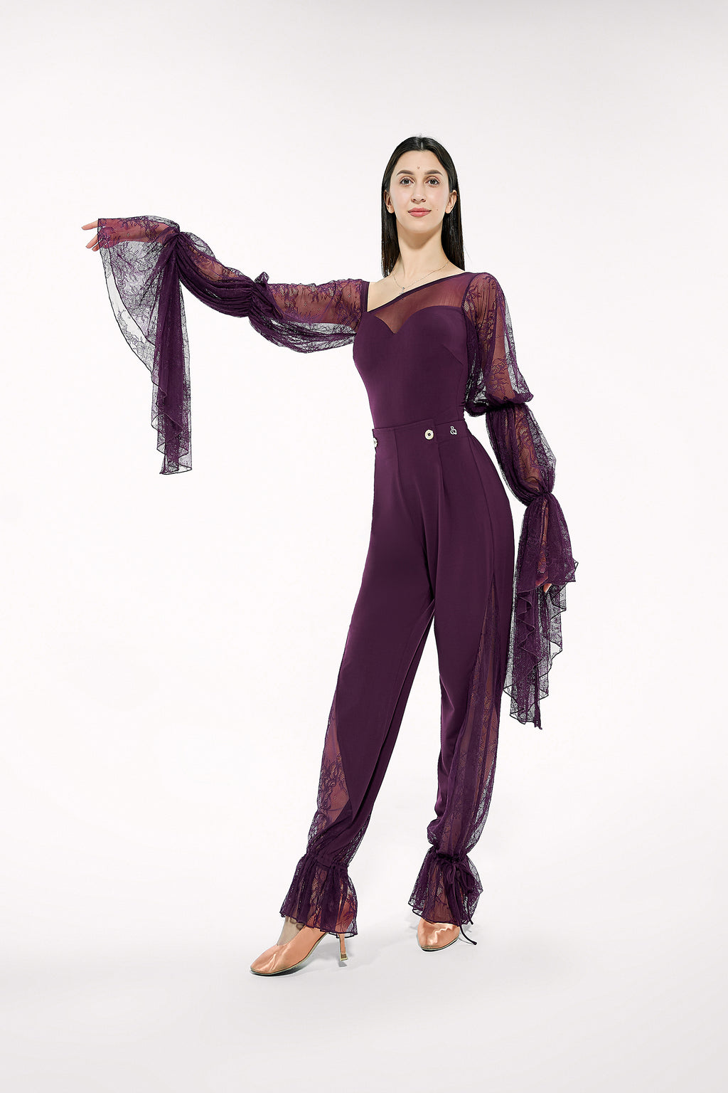 DANCE QUEEN 785-2 Plum Autumn Llimited Color Limited Lace Ballroom Trouser