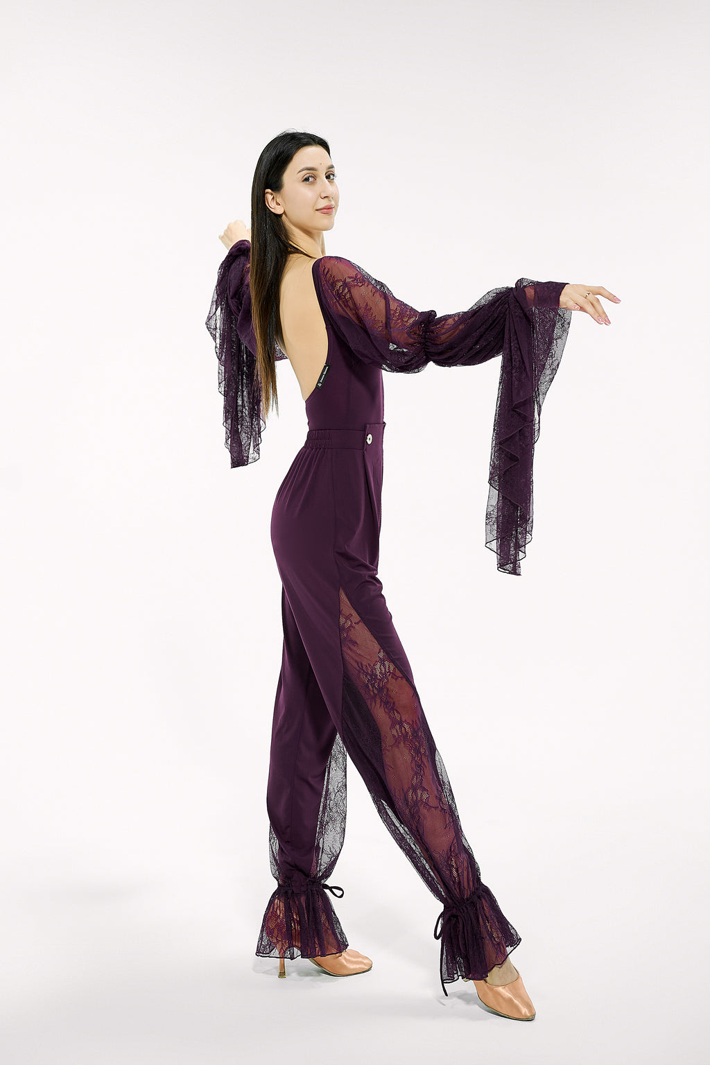 DANCE QUEEN 785-2 Plum Autumn Llimited Color Limited Lace Ballroom Trouser