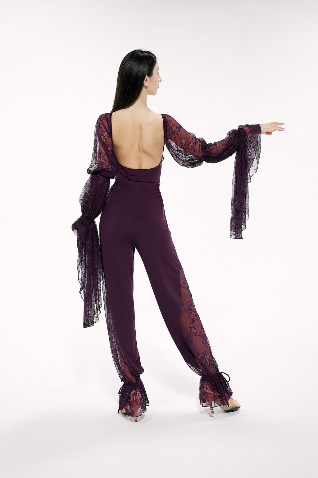 DANCE QUEEN 785-2 Plum Autumn Llimited Color Limited Lace Ballroom Trouser