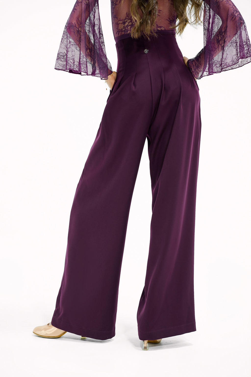 DANCE QUEEN 851-7 Plum High Waist Autumn Llimited Color Ballroom Woman Trouser