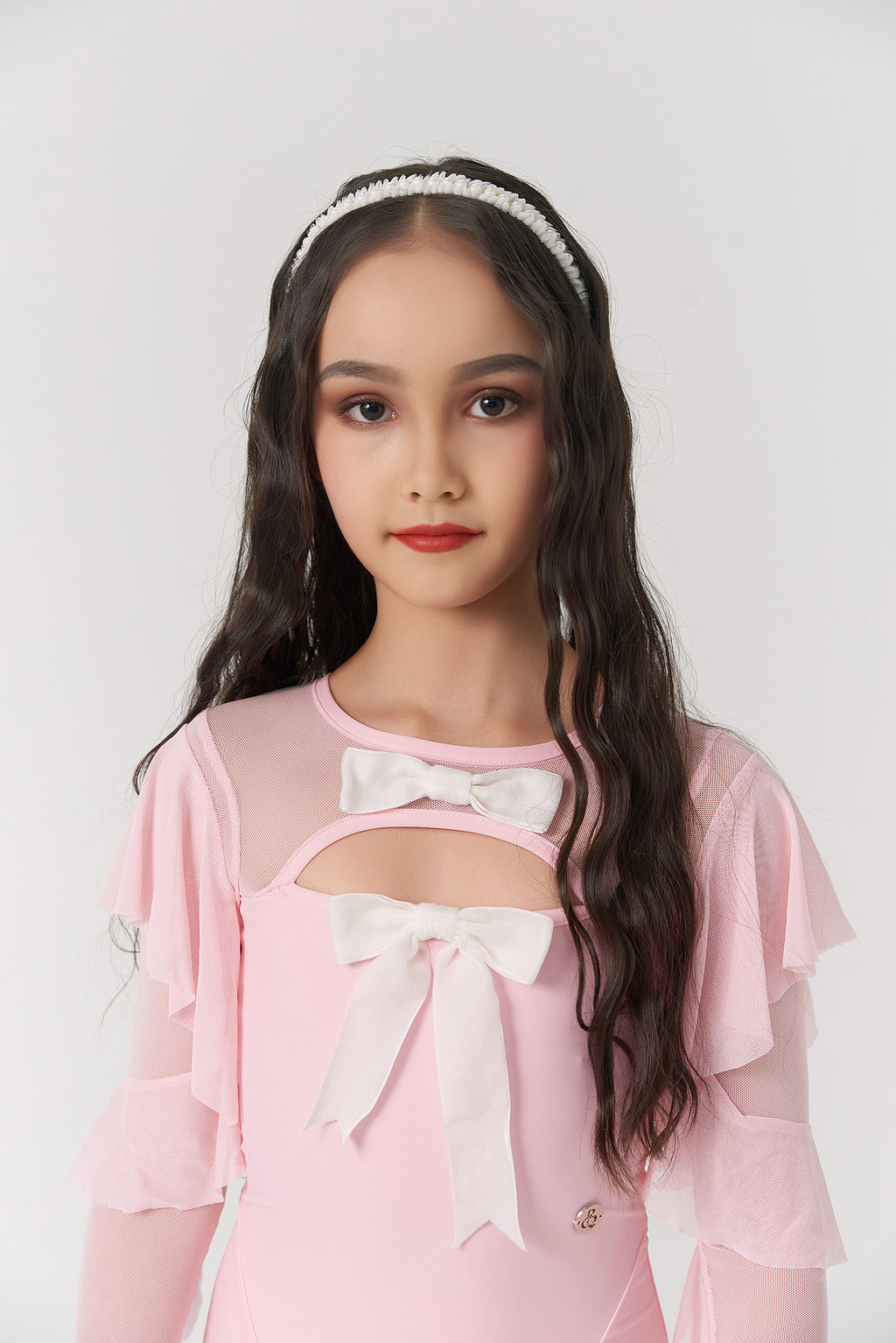 DQ-2316 Kid High-End Customized Cew Neck Cut Out Dress