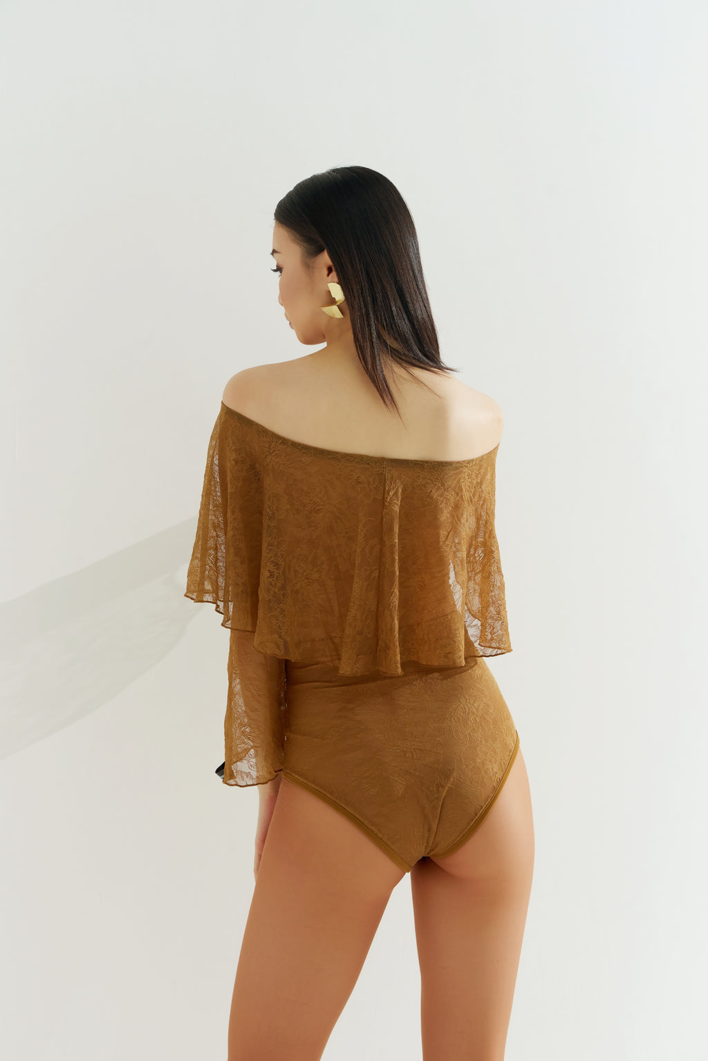 DQ-451 DANCE QUEEN Off Shoulder Sheer Flared Leotard