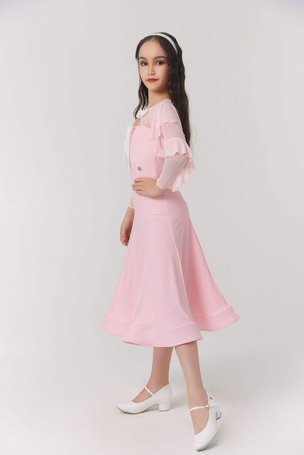 DQ-2316 Kid High-End Customized Cew Neck Cut Out Dress