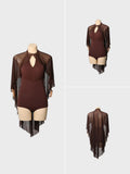 DANCE QUEEN 1090-3 Chocolate Halter Neck Mesh Big Float Ballroom Practice Dance Sport Leotard
