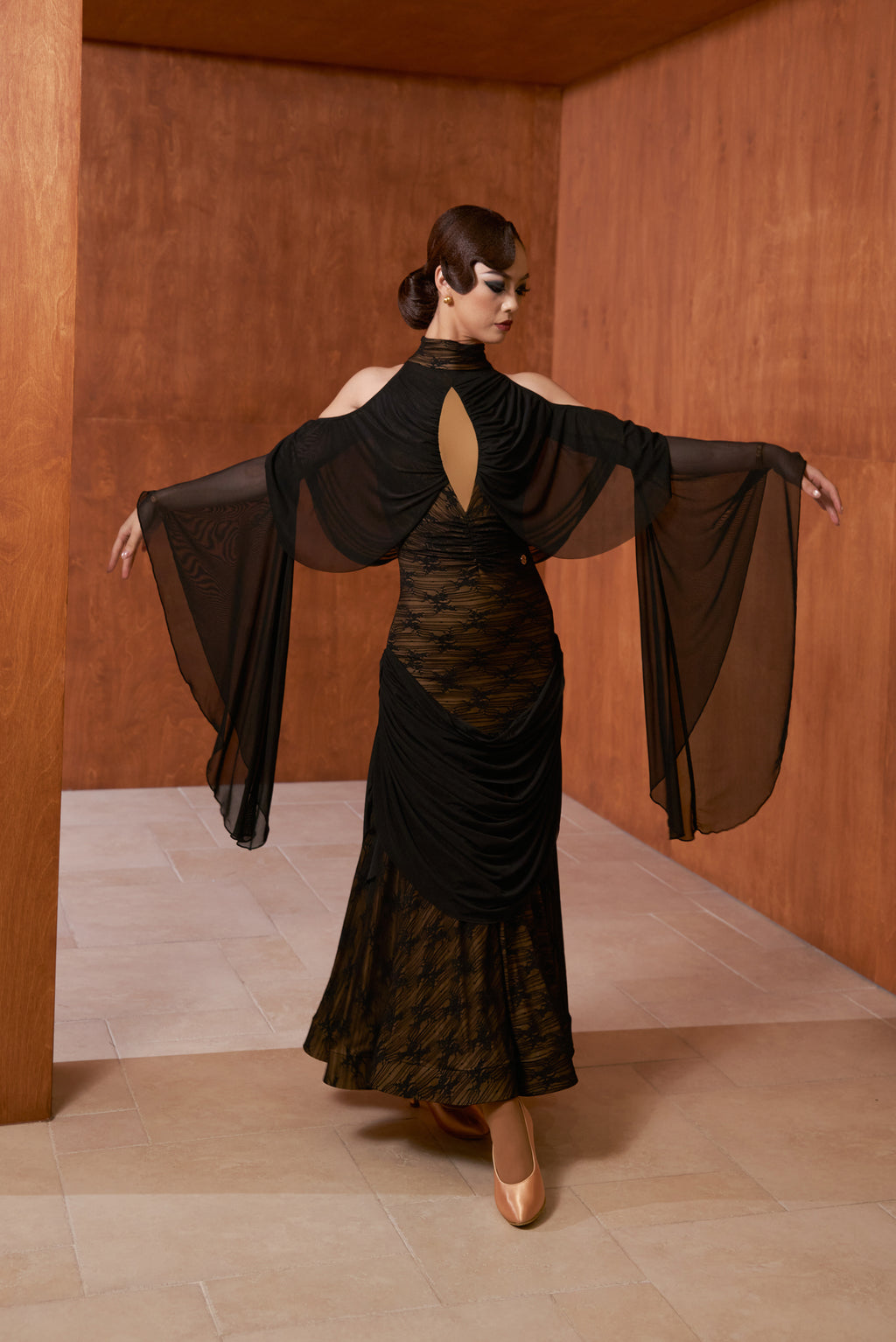 DANCE QUEEN 1041 Black Lace Haute Couture Classic Dress