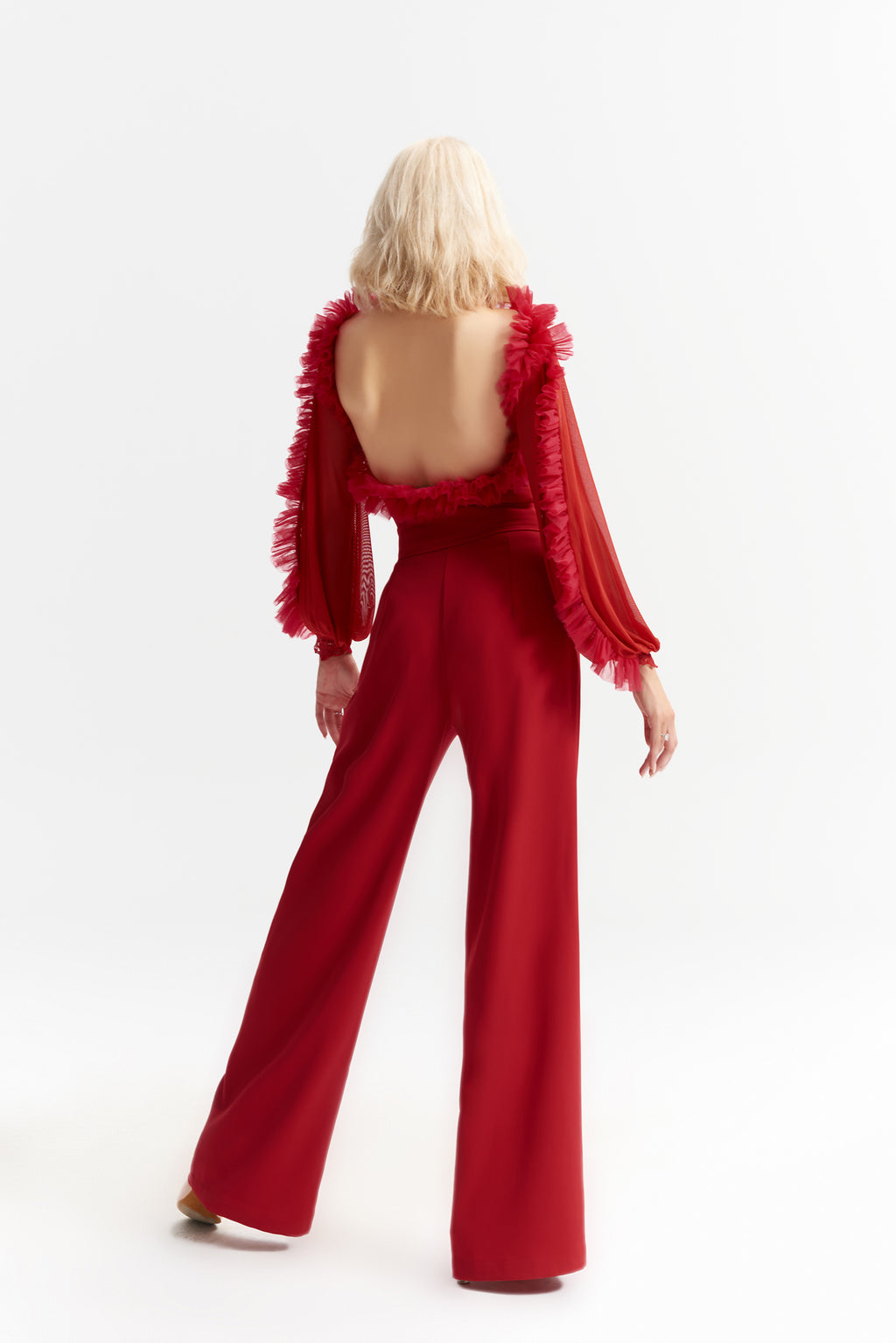 DANCE QUEEN 942-6 Red Wide Leg Ballroom Practice Dancing Trouser