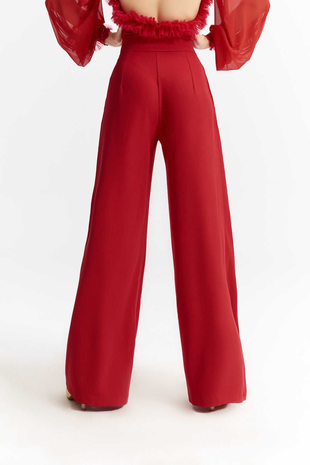 DANCE QUEEN 942-6 Red Wide Leg Ballroom Practice Dancing Trouser