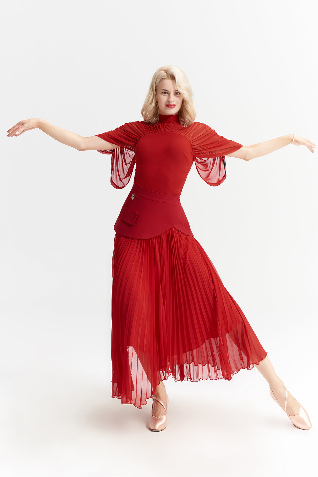 DANCE QUEEN 971-2 Red Limited High Neck Ballroom Practice Dance Sport Leotard