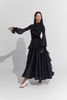 DANCE QUEEN 882 Lace Bell Sleeve Haute Couture Black Practice Show Dress