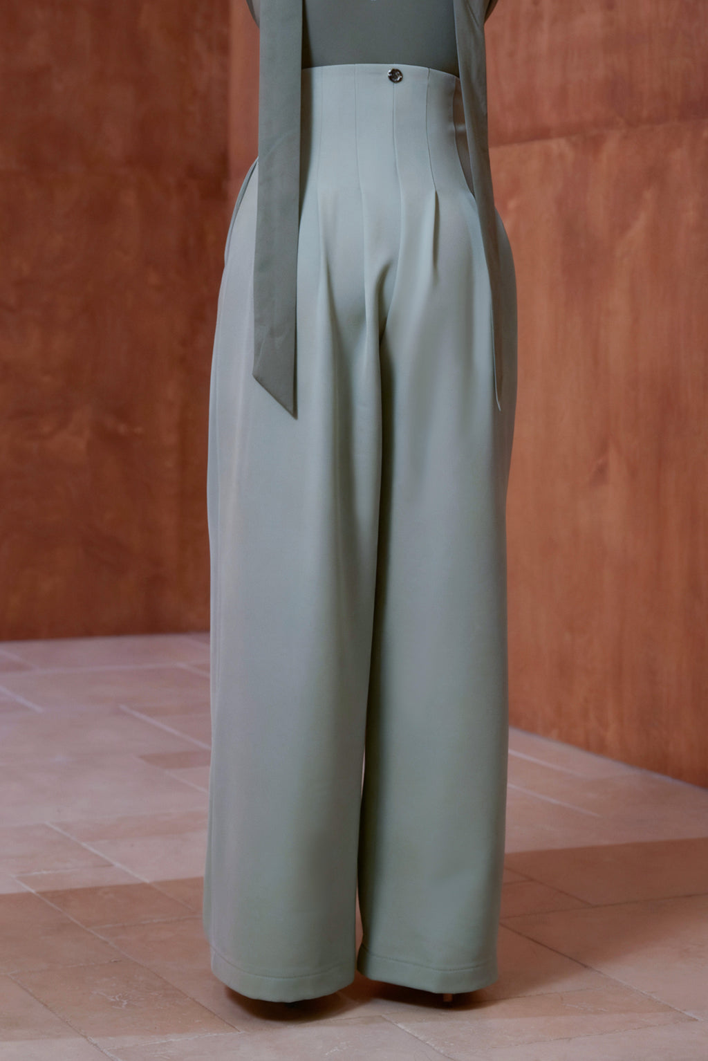 DANCE QUEEN 851-14 High Waist Light Green Wide Leg Woman Practice Trouser