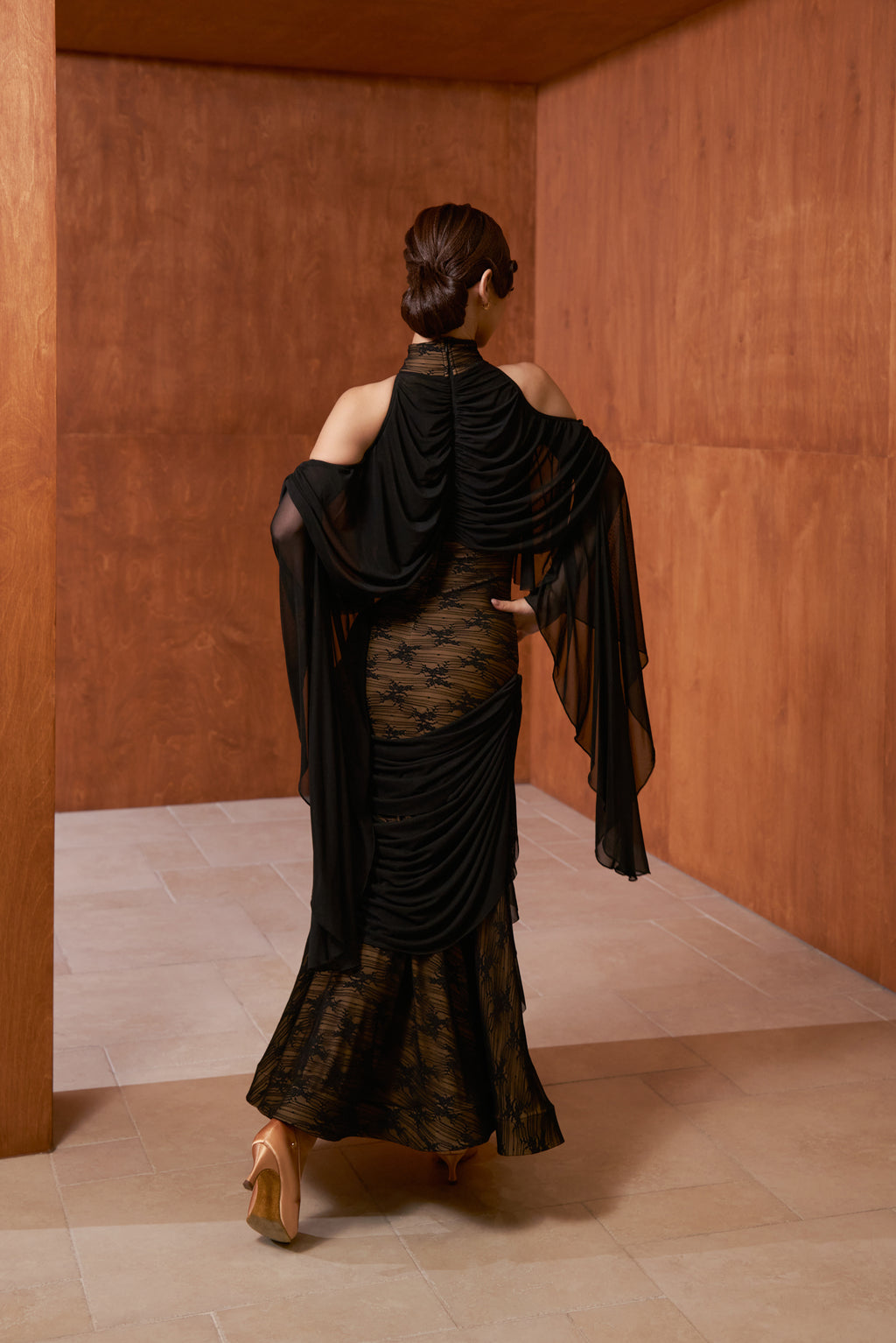 DANCE QUEEN 1041 Black Lace Haute Couture Classic Dress