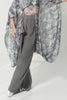 DANCE QUEEN 1198-2 Gray High Waist Pleated Asymmetrical Draped Sash Wide Leg Ballroom Practice Dancing Trouser