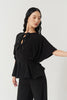 DANCE QUEEN 1182 Black Hollow Bow Batwing Sleeve Ballroom Practice Dancing Leotard