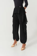 DANCE QUEEN 1175 Black Flowy Chiffon Knotted Cuffs Lantern-style Ballroom Practice Dancing Trouser