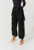 DANCE QUEEN 1175 Black Flowy Chiffon Knotted Cuffs Lantern-style Ballroom Practice Dancing Trouser