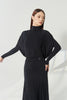 DANCE QUEEN 1201 Black Turtleneck Draped Ruched Cape Shoulder Overlay Long Sleeve Ballroom Women Wear Dance Bodysuit Leotard