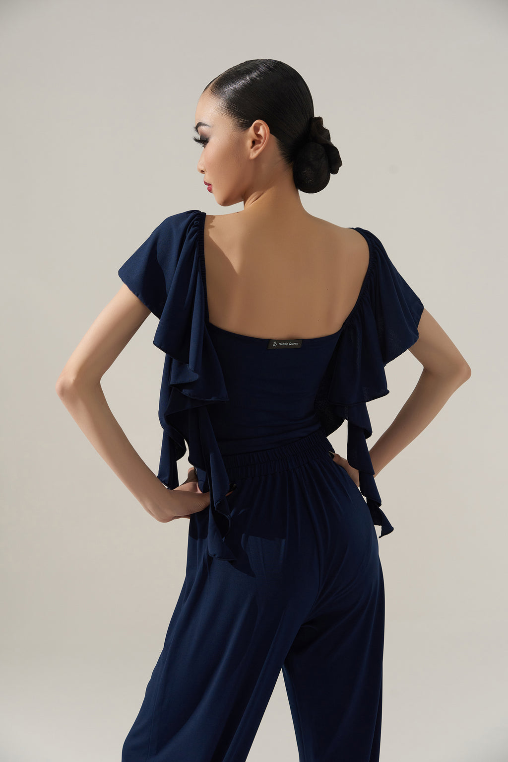 DQ-446 Flowing Petals Sweetheart Collar Pleated Leotard