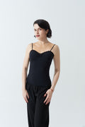 DANCE QUEEN 1094 Black V Neck Suspenders Practice Dance Sport Ballroom leotard