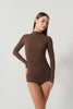 DANCE QUEEN 1210-3 Chocolate Mock Neck Long Sleeve Women Wear Dance Bodysuit Leotard