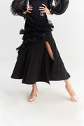 DANCE QUEEN 1028 Classic Black Ballroom Standard Practice skirt