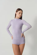 DANCE QUEEN 1210-10 Cool Lavender Mock Neck Long Sleeve Women Wear Dance Bodysuit Leotard