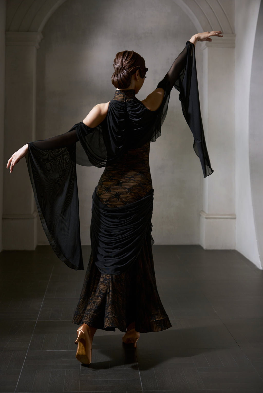 DANCE QUEEN 1041 Black Lace Haute Couture Classic Dress
