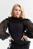 DANCE QUEEN 1020 Black Puff Sleeve Ballroom Practice Dance Sport Leotard