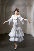 DANCE QUEEN 1036-2 White Bow  Haute Couture Classic Cake skirt Customized Dress
