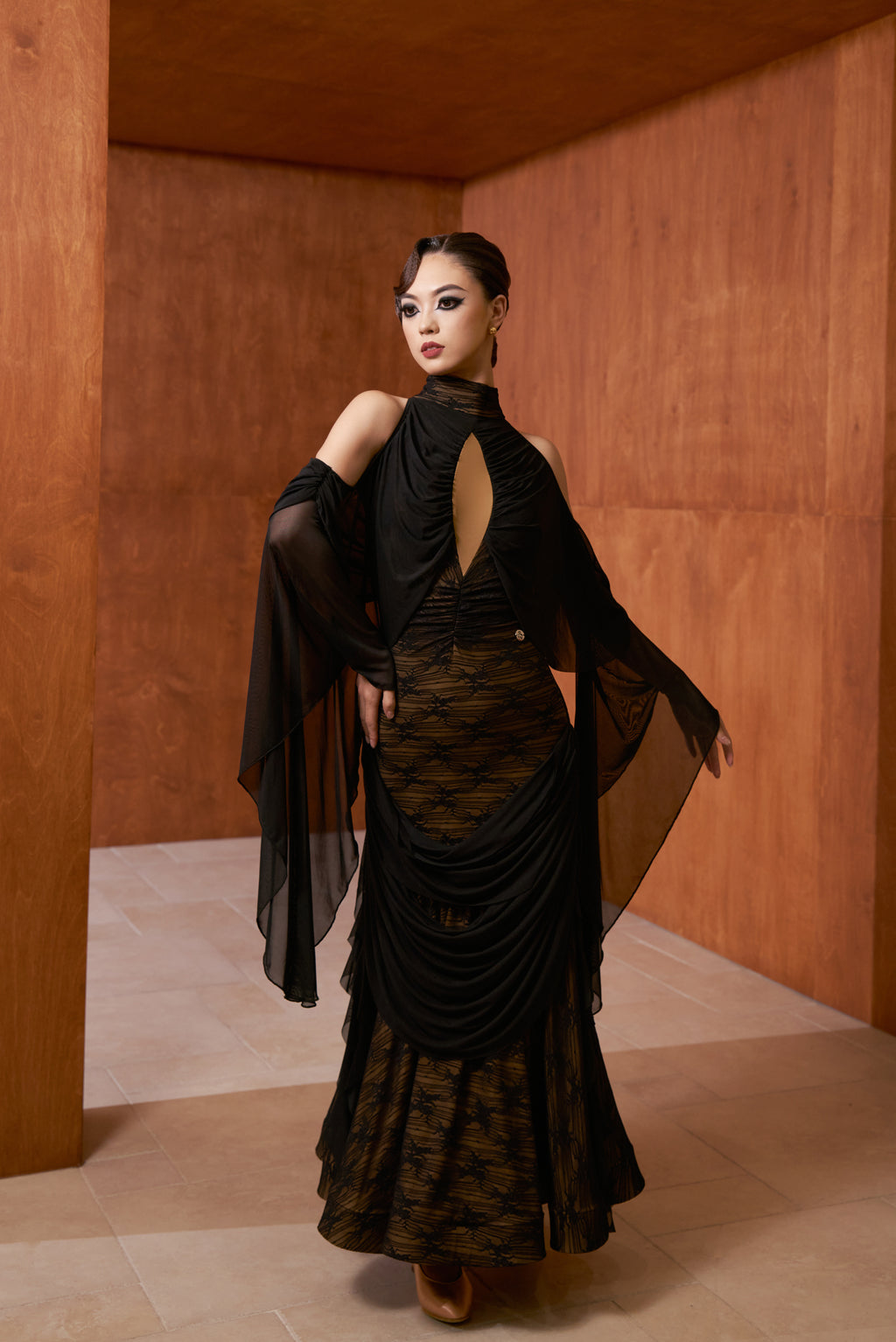 DANCE QUEEN 1041 Black Lace Haute Couture Classic Dress