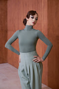 DANCE QUEEN 1050-6 Khaki Green High Neck Tight Nude Long Sleeve Woman Leotard