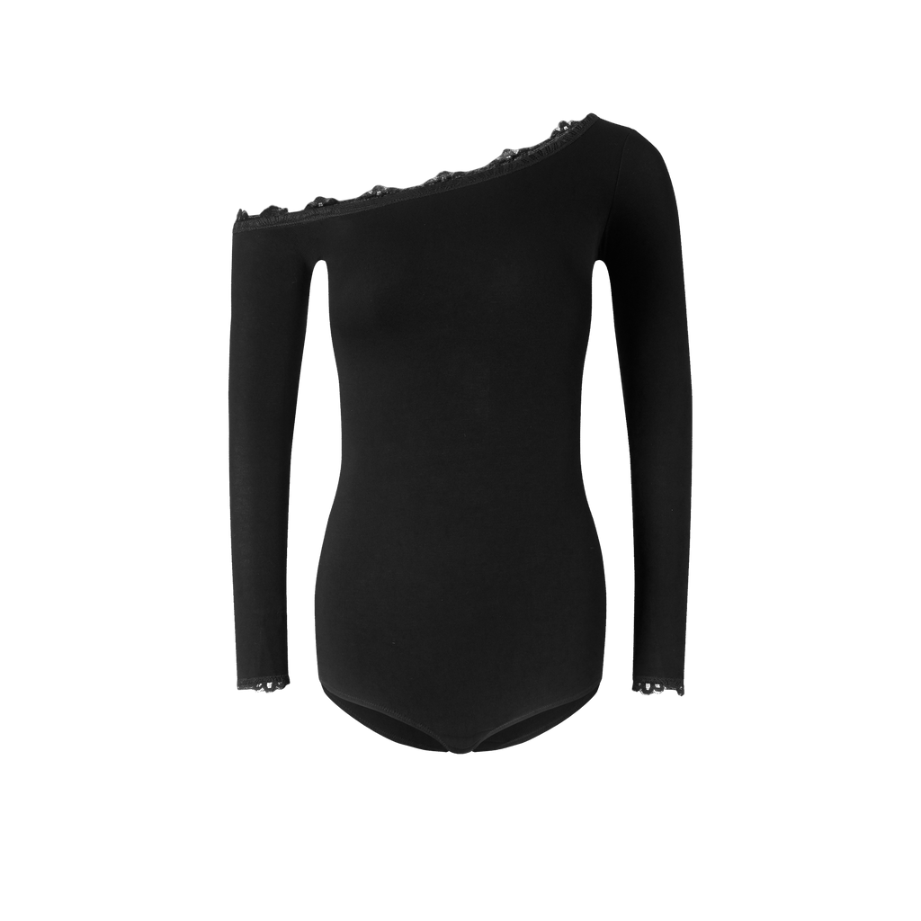 DANCE QUEEN 1052 Black Off Shoulder Ballroom Practice Dance Sport Leotard