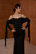 DANCE QUEEN 1055 Black Off Shoulder Long Sleeve Dancing Ballroom Leotard