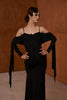 DANCE QUEEN 1055 Black Off Shoulder Long Sleeve Dancing Ballroom Leotard