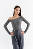 DANCE QUEEN 1058-2 Gray Lace Single Off Shoulder Ballroom Practice Dance Sport Leotard