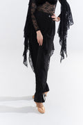 DANCE QUEEN 1075 Black Lace Patchwork Ankle Strap Ballroom Practice Dance Sport Trouser