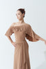 DANCE QUEEN 1120-4 Smoke Tan Irregular Ruffle Sleeve Ballroom Dance Wear Leotard
