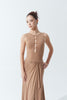 DANCE QUEEN 1131-7 Smoke Tan Metal Buckle Hollow Sleeveless Ballroom Dance Wear Leotard No Bra Pads