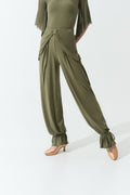 DANCE QUEEN 1144-6 Turquoise Float Knot Ballroom Dancewear Practice Tie-up Jogger Trouser
