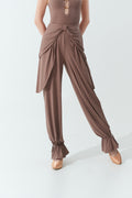 DANCE QUEEN 1144-8 Blush Lotus Bow Detail Waistband Tapered Ballroom Trouser