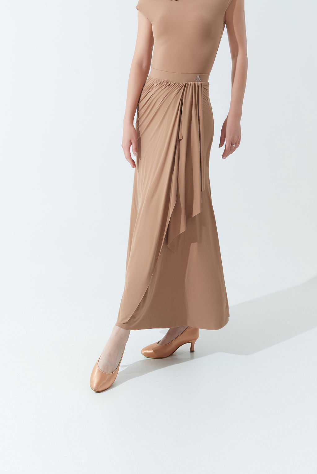 DANCE QUEEN 1145-2 Smoke Tan Front Pleated Irregular Design A-line